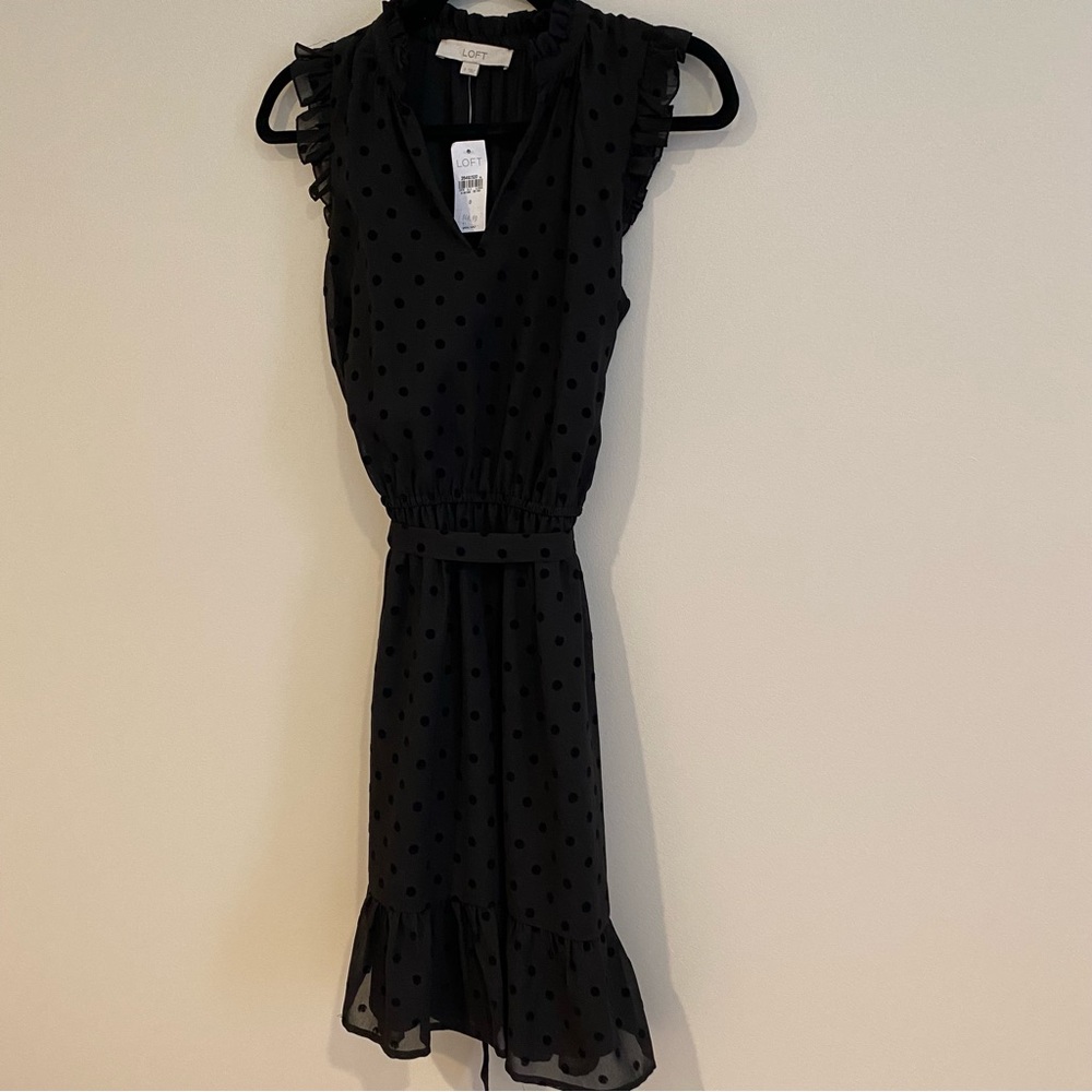 NWT Loft Black Polka Dot Dress